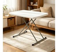 Compact Foldable Side Table, Adjustable Height Space-Saving Folding Desk for Small Apartments, Dorms, and RVs, Easy to Store and Carry White,50x76cm