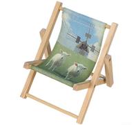 Compact Foldable Wooden Phone Stand with Beach Chair Theme Supporting Multiple Viewing Angles on Desktop Surfaces (C)