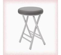 Compact Folding Bar Stool 50cm Padded Round Kitchen Seat Lightweight Breakfast Chair for Dining Room & Living Room Grey Folding Stools