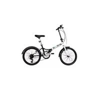Compact Folding Commuter Bicycle, 20" Wheel, 6 Speed - Black/White Basis Black One Size