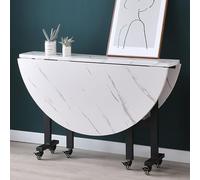 Compact Folding Dining Table Extendable Butterfly Design for Small Spaces Kitchen Table on Wheels Carbon Steel Frame Space-Saving Furniture for 6 People