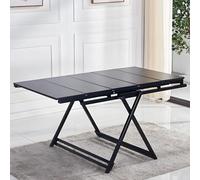 Compact Folding Dining Table - Extendable Table with Solid Wood Top and Metal Frame, Space-Saving Design for Small Spaces