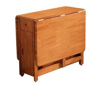 Compact Folding Dining Table, Solid Wood Drop-Leaf Kitchen Table, Space-Saving Furniture for Living Room, Bedroom & Office - No Assembly Needed