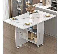Compact Folding Dining Table with Storage 6 Wheels Drop Leaf Design Rolling Table for Small Spaces Open Shelf for Dining Room 100CM x 50CM