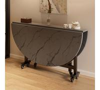 Compact Folding Dining Table with Wheels - Extendable 39" to 63" - Space-Saving Kitchen & Dining Table for Small Spaces - Grey Multifunctional Design for Home Office & Apartments