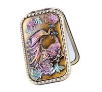 Compact Folding Double-Sided Metal Pocket Compact with Vintage Case for Travel Grooming Checks and Daily Carry, 1, As the pic show