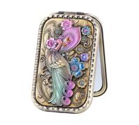 Compact Folding Double-Sided Metal Pocket Compact with Vintage Case for Travel Grooming Checks and Daily Carry, 2, As the pic show