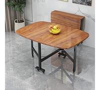 Compact Folding Drop Leaf Dining Table on Wheels - Extendable Wooden Space Saver for Restaurant Living Room Patio & Deck - 100x60cm Table & Chairs Set (Color: C)