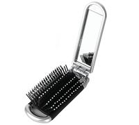 Compact Folding Hair Brush with Mirror - Travel Size Collapsible Design for Gym, Swimming & Trips | Pocket-Sized Styling Essential for Handbags & On-the-Go Use