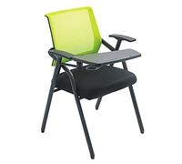 Compact Folding Office Chair with Writing Tablet Mesh Guest Chair with Lumbar Support Portable Green Desk Chair for Home & Office Use Ergonomic Design