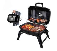 Compact Folding Outdoor Grill, Stainless Steel Smoker with Insulated Handle & Chimney, Tabletop Charcoal for Go-Anywhere Camping