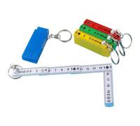 Compact Folding Ruler Keychain 50cm Plastic Measuring Tool for Carpentry School Office - Portable Pocket Scale Blue Green Red Yellow White(Blue)