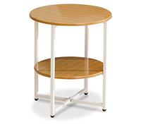 Compact Folding Side Table - 2 Tier Round Accent Table, Portable Sofa End Table, Modern Bedside Cabinet, Multi-Functional Living Room Furniture