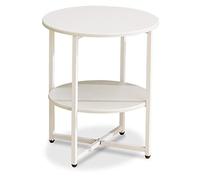 Compact Folding Side Table - 2 Tier Round Accent Table, Portable Sofa End Table, Modern Bedside Cabinet, Multi-Functional Living Room Furniture