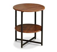 Compact Folding Side Table - 2 Tier Round Accent Table, Portable Sofa End Table, Modern Bedside Cabinet, Multi-Functional Living Room Furniture