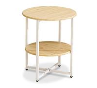 Compact Folding Side Table - 2 Tier Round Accent Table, Portable Sofa End Table, Modern Bedside Cabinet, Multi-Functional Living Room Furniture