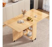 Compact Folding Table with Lockable Wheels Extendable Drop Leaf Design for Small Spaces Ideal for Apartments & Kitchen Size 120x60x75cm Space-Saving Solution