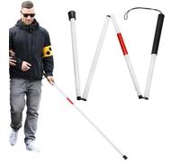 Compact Folding Walking Stick - Adjustable Visual Aid Stick Red Reflective Walking Stick | Folding Mobility Aid Practical Navigation Stick for Blind Aluminium
