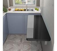 Compact Folding Wall Table for Kitchen/Computer Desk Easy to Clean Glossy Finish 4 Colors (50x40 cm Black) Perfect for Small Spaces SpaceSaving Solution