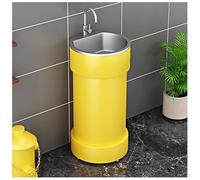 Compact Freestanding Vanity Sinks, Modern Bathroom Pedestal Sink Wash Basin, Full Pedestal Vanity Unit with Stainless Steel Basin