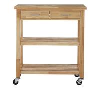 Compact Glenn Tropical Hevea Wood Kitchen Trolley, Sturdy Kitchen Trolley For Guests, Multi Tier Trolley Premier Housewares Brown One Size
