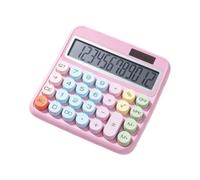 Compact Handheld Calculator 15cm Lightweight ABS(Pink) | Large LCD screen, step-type tactile keys, for dual for solar and for battery power, reduces eye strain, purple finish