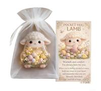 Compact Handmade Acrylic Card for Easter with Bunny Lamb Chick and Cross Themes to Offer Quiet Emotional Comfort (B)
