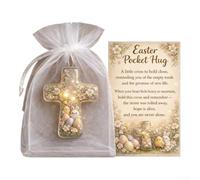 Compact Handmade Acrylic Card for Easter with Bunny Lamb Chick and Cross Themes to Offer Quiet Emotional Comfort (E)
