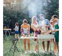 Compact High Folding Bar Stool with Handle Round Kitchen Chair Steel Frame Adjustable Seat Height 60 70 cm 330 lbs Capacity Stylish Black Design