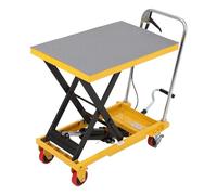 Compact Hydraulic Lift Table Cart, 330lbs Capacity, 28.5" Max Height | Manual Single Scissor Platform, 4 Locking Wheels, Non-Slip Pad for Workshop, Warehouse & Material Handling