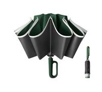 Compact Inverted Umbrella with Carabiner Handle, Large Travel Umbrella Windproof Strong, Automatic Umbrellas for Wind Rain, Auto Open Close Sun Umbrellas, 10 Rib Durable Frame for Women Men (Green)