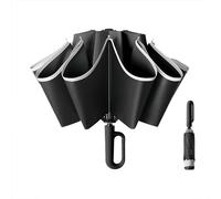 Compact Inverted Umbrella with Carabiner Handle, Large Travel Umbrella Windproof Strong, Automatic Umbrellas for Wind Rain, Auto Open Close Sun Umbrellas, 10 Rib Durable Frame for Women Men (Blue)