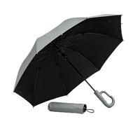 Compact Inverted Umbrella with Never Forget Carabiner Handle - Travel Umbrella Windproof Strong, Automatic Umbrellas for wind rain, Auto Open Close, 10 Rib Durable Frame for Women Men (Gray)
