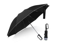 Compact Inverted Umbrella with Never Forget Carabiner Handle - Travel Umbrella Windproof Strong, Automatic Umbrellas for wind rain, Auto Open Close, 10 Rib Durable Frame for Women Men (UV Black)