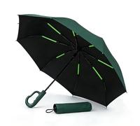 Compact Inverted Umbrella with Never Forget Carabiner Handle - Travel Umbrella Windproof Strong, Automatic Umbrellas for wind rain, Auto Open Close, 10 Rib Durable Frame for Women Men (Green)