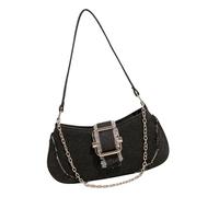 Compact Jean Satchel Handbag Trendy Chain Detail Women's Casual Shoulder Bag For Phone And Wallet Essential Storage Chain Detail Jean Handbag