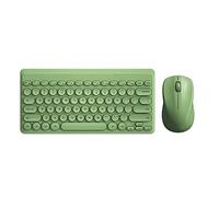 Compact Keyboard MouseCombo,JieruiDeng 79-Key Retro Mini Cute Computer Keyboard 2.4G USB Wireless and Silent Mice Set for Laptop Desktop PC iPad (Green)