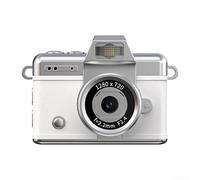 Compact Keychain Camera, 720p HD Video, 100W Pixel CCD Sensor, LED Fill Light, CMOS Stabilization with 180° Flip Screen for Selfies & Vlogging(White)