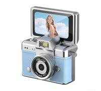 Compact Keychain Camera, 720p HD Video, 100W Pixel CCD Sensor, LED Fill Light, CMOS Stabilization with 180° Flip Screen for Selfies & Vlogging(Blue)