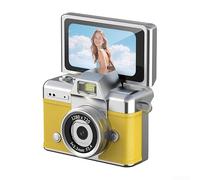 Compact Keychain Camera, 720p HD Video, 100W Pixel CCD Sensor, LED Fill Light, CMOS Stabilization with 180° Flip Screen for Selfies & Vlogging(Yellow)