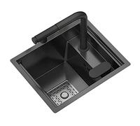 Compact Kitchen Bar Sink with Retractable Faucet - Space-Saving Design for Small Spaces, Ideal for Vegetables - 42x43x22.5cm, Perfect for Apartments and Tiny Homes