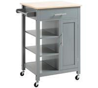 Compact Kitchen Trolley Utility Cart on Wheels with Open Shelf & Storage Drawer for Dining Room