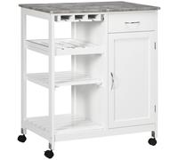 Compact Kitchen Trolley Utility Cart on Wheels with Wine Rack
