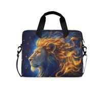 Compact Laptop Shoulder Bag Carrying Case with Padded Strap Golden Dream Dragon Golden Lion Head and Zippered Accessory Pocket