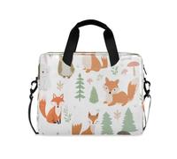 Compact Laptop Shoulder Bag Carrying Case with Padded Strap Green Red Truck Animal Fox Rabbit and Zippered Accessory Pocket