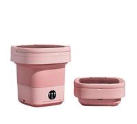 Compact Laundry. Ultrasonic Folding Portable Washing Machine 6L Big Capacity With Spin Dryer Bucket For Clothes Travel Home Underwear Socks .Portable(Pink)