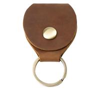 Compact Leather Guitar Pick Holder Keychain, Handmade Brown Leather With Brass Keyring, Sturdy And Long-Lasting