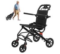 Compact Lightweight Foldable Wheelchair for Narrow Doorway, Foldable Mobility Scooters for Adults, 220lbs Support, Travel Chair with Hand Push (Without Pull Bar)
