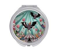 Compact Makeup Mirror with 1x/2x Magnification -Clown Vampire Bat Folding Travel Mirror for Purses, Portable Double-Sided Pocket Mirrors for Women, Ideal for Travel, Makeup, and On-The-Go Use