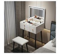 Compact Makeup Station with Lights & Professional Stool for Girls and Women, Space-Saving Vanity Console for Desk, Dresser, Nightstand - Toeletta Trucco Piccola.